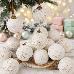 Juego de Adornos Navideños Nórdicos Modernos y Sencillos, Bolas de Plástico Blancas y Rojas Electrochapadas con Impresión Tricolor, Caja de Regalo, Decoración para Árbol - Product Image 3