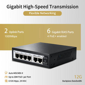 สวิตช์จัดการผ่านคลาวด์ 6 พอร์ต Gigabit PoE 2 อัปลิงค์ รองรับ IEEE802.3af/at ป้องกันไฟกระชาก 4KV VLAN QoS สำหรับกล้อง IP ความเร็ว 12Gbps - Product Image 3
