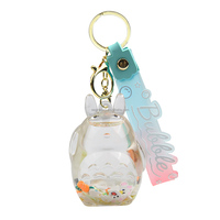 Nouveau design créatif et mignon, porte-clés en acrylique liquide Totoro en gros avec flotteur 3D, OEM ODM disponible, cadeau souvenir