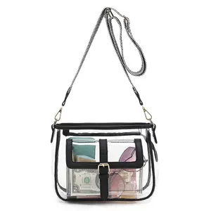 Gestreifter Schulterband Pvc Damen Crossbody Gelee-Tasche durchsichtige Kosmetik-Späraufbewahrung Schultertasche Großhandel