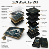 Cartes à collectionner en métal personnalisées, série Storm Coast, impression HD, souvenir, cadeau, vente en gros, usine OEM ODM, acier inoxydable