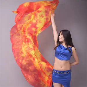 BestDance Handmade Shawl Scarf 100% Chinese Silk Belly Dance Veil Tie Dye Technique for Adult Performances