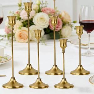 Antique-inspired Minimalist <strong>Brass</strong> Long-Stemmed Taper <strong>Candle</strong> <strong>Holder</strong> Set, Stand Decor, Gold <strong>Candle</strong> Stick <strong>Holders</strong> - Product Image 4