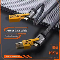 Kabel Data Pengisian Cepat 65W PD, USB-C ke USB 2.0, Lapisan TPE Tahan Lama, Dua-dalam-Satu, Sinkronisasi Kecepatan Tinggi untuk Ponsel