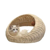 Coussin pour animaux de compagnie en jacinthe d'eau tressée à la main, semi-fermé, respirant, pour chien et chat