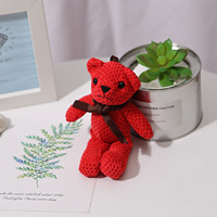 Ours en peluche de 16cm avec motif de grille d'ananas porte-clés à lumière douce pour sac à main breloque souvenir ou accessoire cadeau
