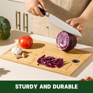 Tabla de Cortar de Bambú de Cuatro Lados Rectangular con Asa, Tabla de Cortar Antibacteriana para Uso en la Cocina - Product Image 4