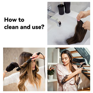 Extensiones de cabello humano con Clip para mujer, extensiones de cabello natural brasileño, con cutícula virgen, visón suave, negro brillante y suelto, venta al por mayor - Product Image 6