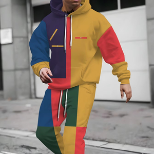 2025 set di felpe con cappuccio Casual <span class=keywords><strong>e</strong></span> comodo da <span class=keywords><strong>uomo</strong></span> pantaloni a maniche lunghe vestito alla moda di colori abbinati 3D Hot-seller - Product Image 2