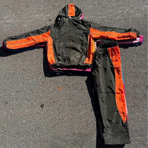 OEM Custom LOGO Embroidery Two Piece <b>Zip</b> <b>up</b> <b>Jacket</b> Long Set with Reflective Polyester Windbreaker Tracksuits for Men - Product Image 4