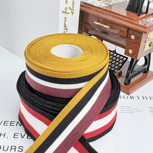 เทปถักลายแนวนอนขนาด 1 ซม. 5 ซม. สายรัดโพลีเอสเตอร์ลายทางแบบกำหนดเองสำหรับเสื้อผ้า ความทนทานสูง - Product Image 2