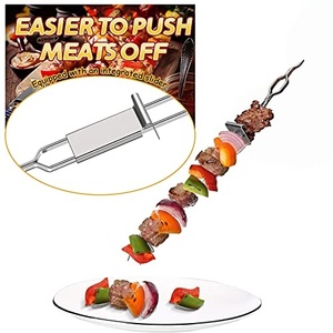 Juego de Brochetas Planas para Barbacoa de Acero Inoxidable Pulido con Mango Largo, Antiadherentes, Aptas para Lavavajillas, Accesorios para Parrilla - Product Image 2