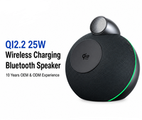 Chargeur sans fil magnétique 25W avec haut-parleur TWS et lumière d'ambiance pour téléphone portable, montre et écouteurs, certifié CE ROHS FCC, pour les marchés d'Europe et des États-Unis