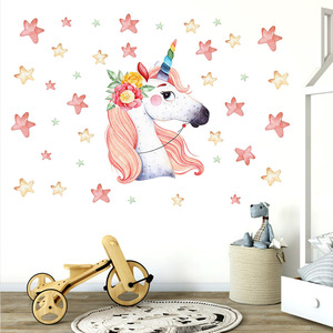Autocollants muraux <span class=keywords><strong>licorne</strong></span> originaux, adhésif de mur, pour chambres d'enfants, salon, décoratifs, verts, papier peint décoratif - Product Image 6
