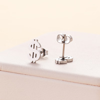 Boucles d'oreilles unisexes en acier inoxydable avec motif de trois couleurs en forme de dollar Style tendance pour les tenues de fête décontractées quotidiennes