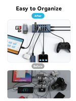 HB06Pro 7-in-1 Type C Hub 10Gbps USB3.2 Gen2 3USB-A+3USB-C 6 Sakelar 48W Stasiun Docking Bertenaga Tersedia di Stok