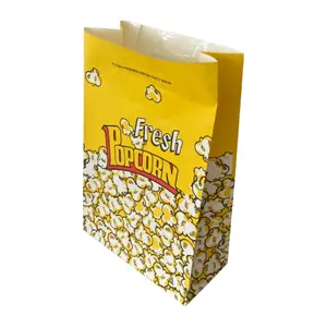 Sacs de vente au détail de pop-corn personnalisé Portions individuelles Porte-popcorn en papier à fond plat Pochettes de pop-corn pour fête Sachets de collation en vrac sac