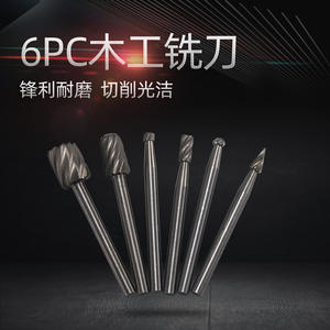 Juego de 6 fresas rotativas de acero de alta velocidad para amoladora eléctrica, accesorio para bricolaje, carpintería, lijado, recorte, tallado de madera y fresado. - Product Image 3