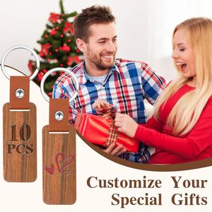 Wholesale Custom Eco-friendly Durable Lightweight Wooden Keychain Laser Engrave Logo <b>Blank</b> Promotion Gift for Anniversary - Product Image 5
