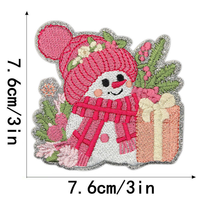 Patchs thermocollants de Noël roses, appliques brodées mignonnes de Noël, patchs à coudre bonhomme de neige et flocon de neige pour vêtements, chapeaux, décoration DIY