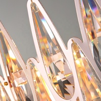 Candelabro Moderno de Cristal Estilo Villa Francesa Lámpara Redonda de Techo Bombilla E14 Lámpara Colgante con Brillo de Hierro