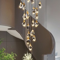 Lustre en spirale au design moderne, long lustre en cristal pour escalier, éclairage de plafond haut pour salon