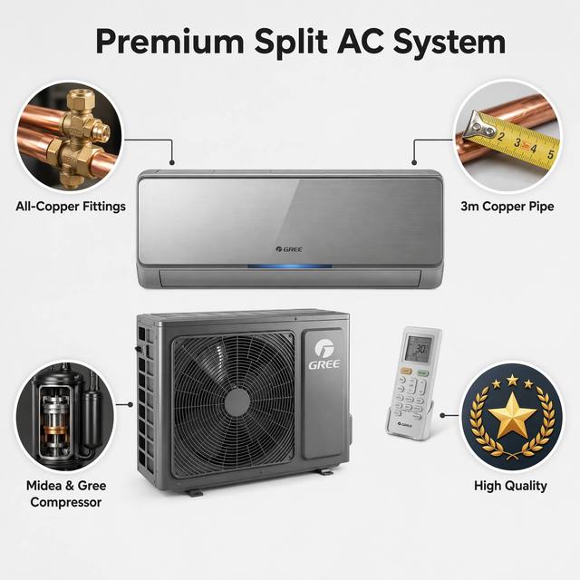 Gree Ductless Mini Split AC 9000 12000 18000 24000BTU R32 DC Inverter Heat Pump Wall Mounted Pre-Charged Unit