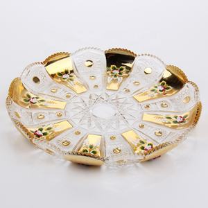 Bol à fruits en verre plaqué or, bol en verre sur <span class=keywords><strong>pied</strong></span>, bol en verre de taille moyenne - Product Image 2