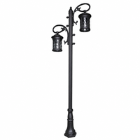 Lampe de jardin à double tête, lampe de jardin asymétrique, éclairage de chemin extérieur orné, lampadaire en aluminium moulé sous pression