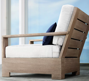 Chaise longue de luxe en teck brun à dossier incliné, siège bas, fabrication haut de gamme, pour l'extérieur - Product Image 3