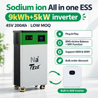Système de stockage d'énergie (ESS) tout-en-un à ions sodium 9 kWh avec onduleur 5 kW intégré et fonction Wi-Fi, prêt à l'emploi, 6 unités en parallèle et extension de 15 batteries