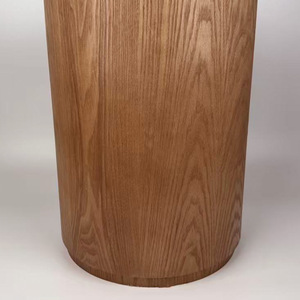 Tủ đầu giường hình tròn vân gỗ với mặt bàn giả đá, một ngăn kéo và kệ mở, kiểu dáng hiện đại màu nâu, hình trụ tròn - Product Image 5