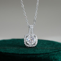 Collier pendentif halo minimaliste en argent sterling 925 avec moissanite, or blanc, délicat, à porter au quotidien, pour elle