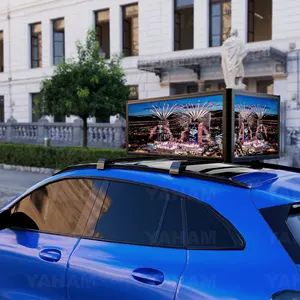 P2.96mm taksi üst led ekran üç taraflı ekran HD tam renkli enerji tasarrufu araba üst reklam tabelaları YAHAM taksi üst işareti 7.0
