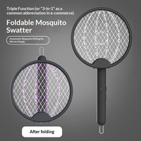 Nouvelle raquette électrique anti-moustiques rétractable rechargeable et pliable avec lampe UV, exterminateur domestique