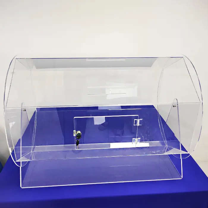 Large Clear Acrylic Lottery Drum With Lock Custom Acrylic Hand Operated Raffle Drum Box For Shopping mall Office