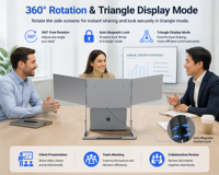 Écran portable triple pour ordinateur portable, moniteur IPS avec interface Type C, extension d'écran triple avec support, 16 pouces, 2,5k
