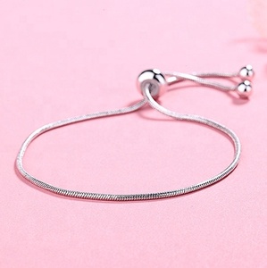 Collar de Plata de Ley 925 Sólida de Estilo Sencillo, Clásico, para Fiesta, Regalo de Confianza, con Cuentas Ajustables y Dijes de Cadena de Serpiente - Product Image 3