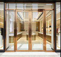Puerta de Vidrio de Estilo Moderno en Aluminio Negro con Travesaño y Paneles Laterales, Resistente al Viento, Tamaño Personalizado para Oficina, Hotel, Hospital, Centro Comercial y Entrada