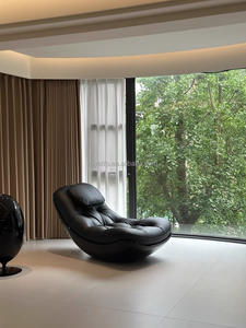 كرسي استراجة هزاز بشكل بيضاوي من الألياف الزجاجية بتصميم فاخر مع وضعيات قابلة للتعديل مع كرسي جلد لغرفة المعيشة في المنزل للاسترخاء والاسترخاء - Product Image 2