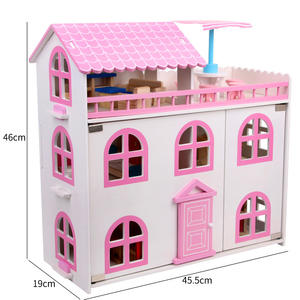 Crianças de Madeira Role Play <span class=keywords><strong>Pink</strong></span> Doll House Set Educacional Pretend Play Brinquedos <span class=keywords><strong>Dollhouse</strong></span> com Interior <span class=keywords><strong>Mini</strong></span> Mobiliário para Crianças Meninas - Product Image 6