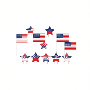 Set di 8 Insegne da Giardino per il 4 Luglio, Decorazioni a Forma di Stella con Bandiera USA, Accessori per Feste Patriottiche - Product Image 1