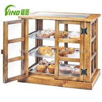 Vitrine de boulangerie personnalisée et en gros, étagère d'angle rustique en bois et acrylique, respectueuse de l'environnement, finition VINO polie