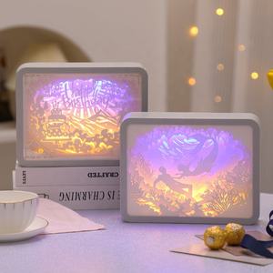 Veilleuse LED 3D Lampe Artistique en Papier Découpé pour Chambre, Matériau ABS, Cadeau d'Anniversaire ou de Saint-Valentin, Sculpture Lumineuse à Ombre - Product Image 4