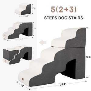 Escalera plegable para mascotas de 5 niveles con túnel antideslizante Escalón alto sólido para perros para interiores, escaleras combinadas para mascotas, 2 escalones, 3 escalones - Product Image 2
