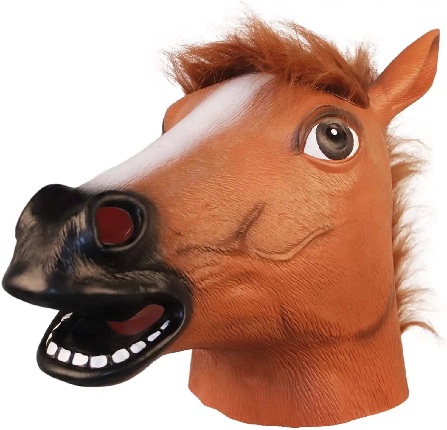 Horse Head Mask Creepy Brown Horse Head Rubber Latex Animal Mask,Novelty Halloween Costume Party