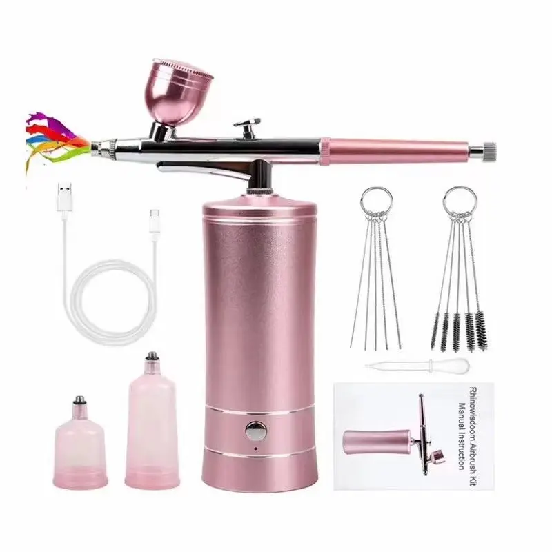 Professional High Pressure Air Brush Kit Nail Art Máquina Cordless Spray Gun Barber Nails Cabelo Maquiagem Mini Airbrushes Compressor