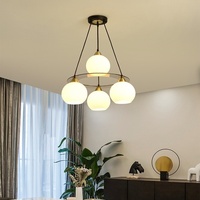 Lustre LED en fer et verre noir pour restaurant, moderne, simple, chaleureux, pour salle à manger, chambre, bar, escalier, avec variation de trois couleurs, créatif