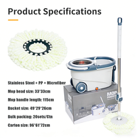 Serpillère rotative mains libres 360° en microfibre avec essoreuse à grande roue et double seau pour sols