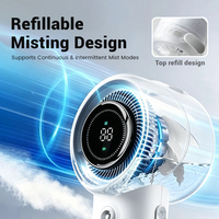 Ventilateur Brumisateur Portable 30ml, Humidificateur USB 2000mAh en Plastique avec Affichage Numérique, Idéal Plage